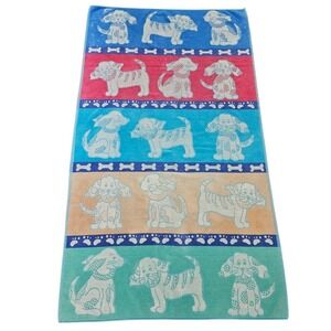 Vintage 90s Puppy Dog Egyptian Cotton Beach Towel (64x36)